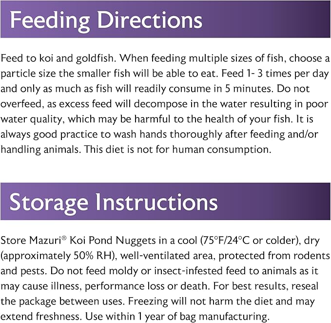 Mazuri Koi Floating Pond Nuggets, Floating Koi Fish Food for Ponds, 20 lbs