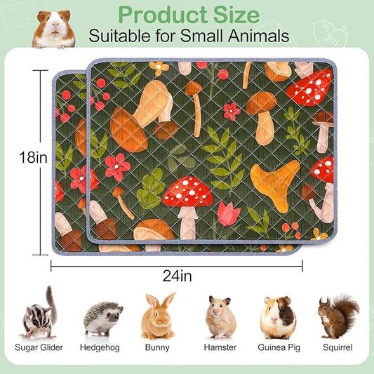 2 Pack Guinea Pig Bedding, Washable Guinea Pig Cage Liner Reusable Guinea Pig Mat Waterproof Guinea Pig Bedding for Cage, Super Absorbant Guinea Pig Pee Pads for Small Animals Hamster Rabbit Squirrel