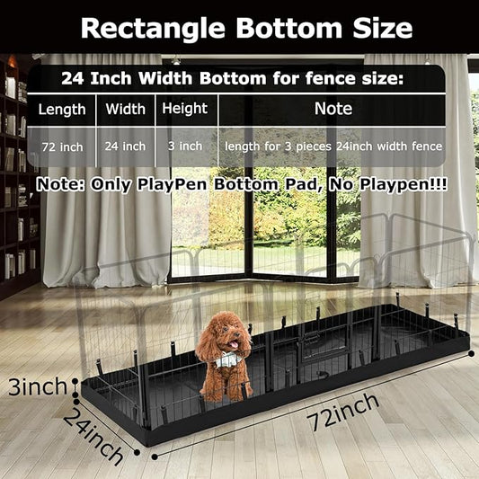 PJYuCien Rectangle Dog Playpen Bottom Pad - Fits 8 Panels 24"" Width Metal Dog Playpen -24""x72"" Size 600D Oxford Cloth Waterproof Playpen Bottom Pad (Note: Only Bottom Pad, No Playpen!!!), Black