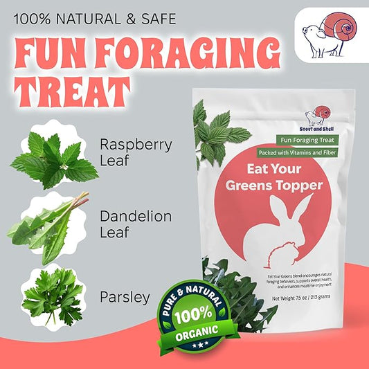 Snout and Shell 7 oz Eat Your Greens Topper – Natural Foraging Treat for Rabbits, Guinea Pigs & Chinchillas