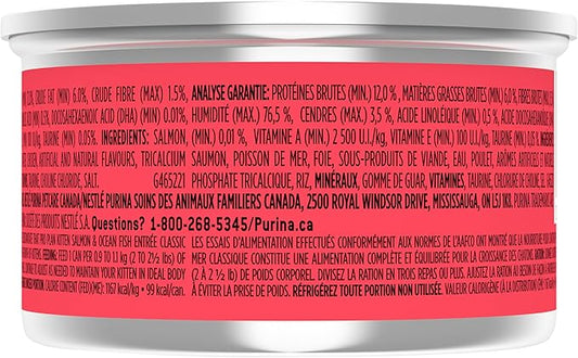 Purina Pro Plan Wet Kitten Food Pate, Salmon and Ocean Fish Entree - (Pack of 24) 3 oz. Pull-Top Cans