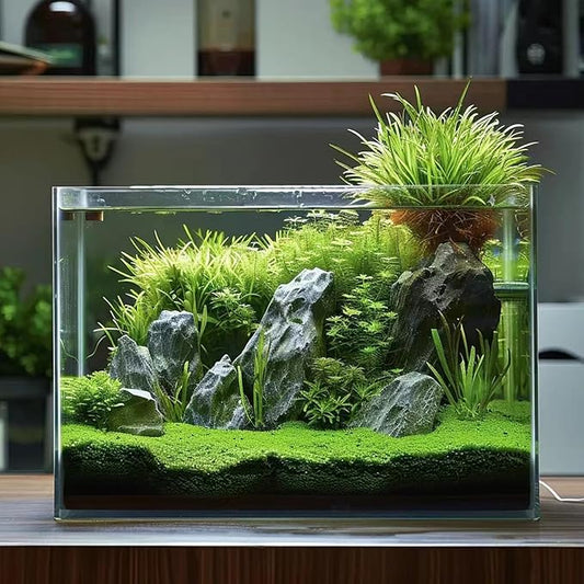 10 Gallon Glass Fish Tank, Easy to Maintain Small Aquarium for Betta/Goldfish/Snails/Shrimp and Aquatic Planting.