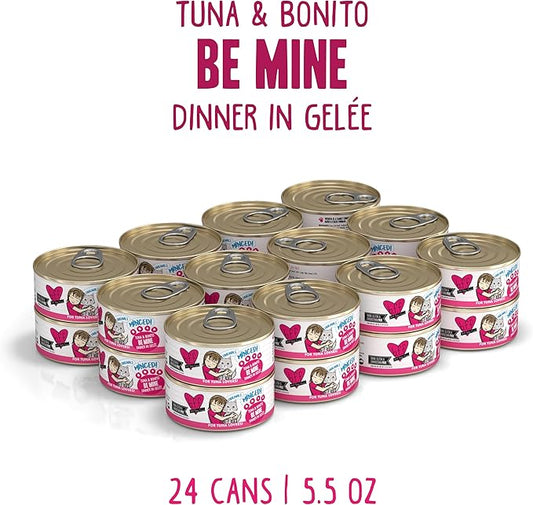 Weruva BFF Minced Natural Wet Cat Food, Tuna and Bonito Be Mine in Gelee, 5.5oz Can, Pack of 24