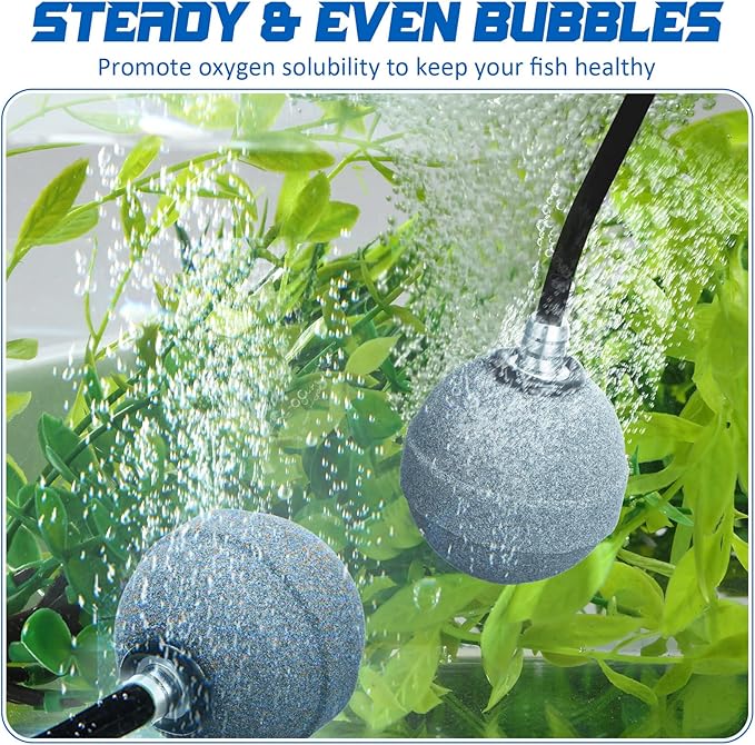Reginary 10 Pieces Aquarium Air Stones 2 Inch Air Stone for Pond Hydroponics Ball Bubbler Oxygen Diffuser for Pump Fish Tank Bucket and DWC Reservoirs, Gray