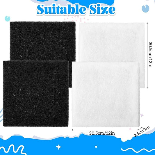 4 Pcs Pond Filter Replacement Pad Bulk Black White Pond Filter Media Filtration Equipment for Outdoor Fish Aquarium