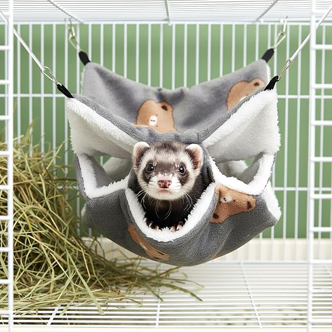 Sadnyy 6 Pieces Guinea Pig Rat Hammock Three Layer Ferret Bed Small Animal Hanging Pet Cage Hammock for Chinchilla Rat Sugar Glider Squirrel Reptiles(Trendy Pattern)