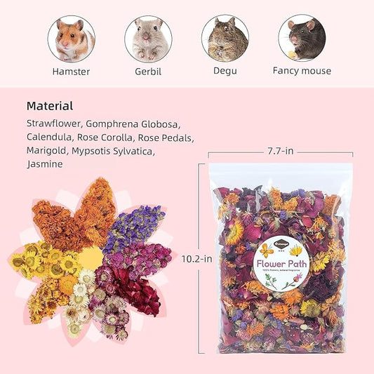 Niteangel Natural & Soft Hamster Bedding Mate Small Animal Habitat Decor for Syrian Dwarf Hamsters Gerbils Mice Degus Bunny or Other Small-Sized Pet (Flowers Scent Path)