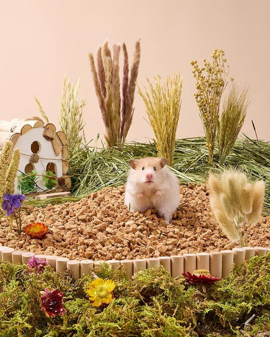 BUCATSTATE Natural Hamster Bedding - Flowers & Herbs & Sprays for Cage Habitat Decor - Treat Cereal Grain for Dwarf Syrian Gerbils, Mice, Rat, Forage, Enrichment (54PCS)