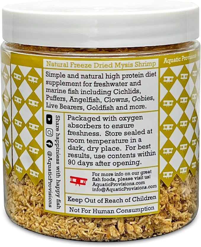 Mysis Fish Food 1.25 oz, Freeze Dried, for Freshwater and Marine Aquarium Fish