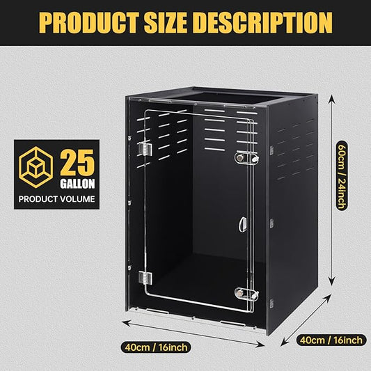 Reptile Tank Enclosure – 16x16x25 Crested Gecko Reptile Terrarium – Acrylic Habitat with Ventilation for Lizards, Snakes & Chameleon