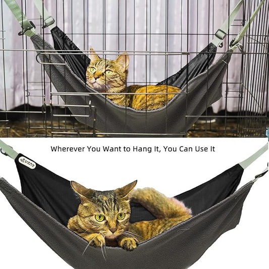 Cat Hammock for Cage - Hanging Washable Soft Outdoor Mat, Waterproof Cooling Bed for Large Kittens 26in*20in (XX-Large, Black)