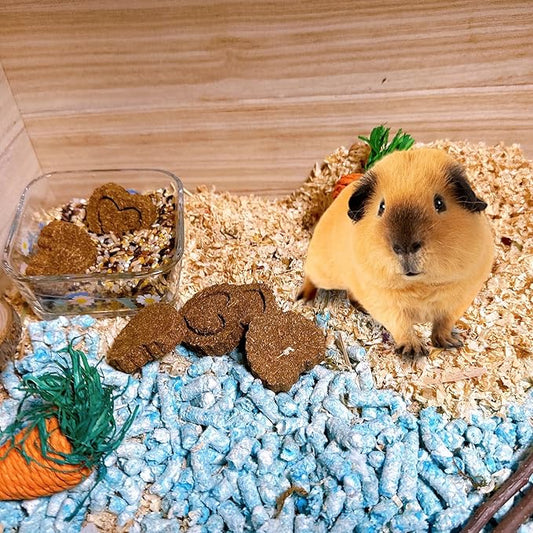 36PCS Bunny Chew Toys, Grinding Natural Carrot Grass Cake Treats for Rabbits Guinea Pigs Chinchillas Gerbils Hamsters Improves Dental Health(Carrot Heart-Shaped GrassCake)