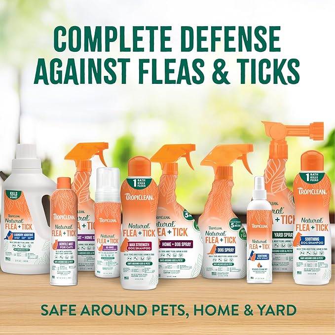TropiClean Natural Maximum Strength Flea and Tick Spray for Dogs and Home, 32oz