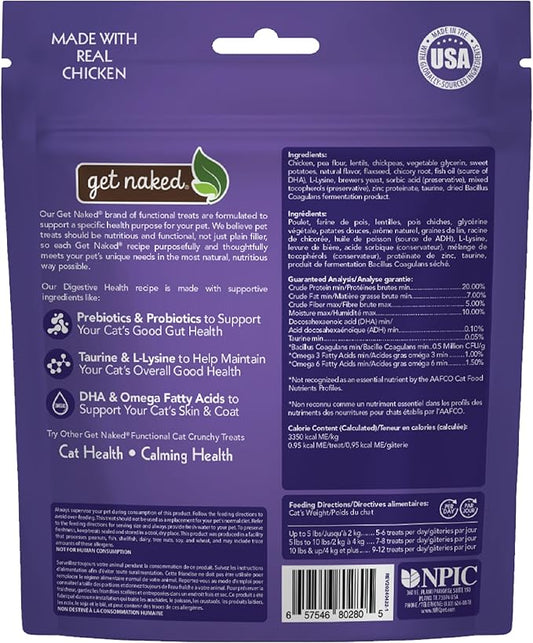 Get Naked Digestive Health Crunchy Cat Treats 6oz - Chicken Flavor, Grain-Free Cat Probiotics for Indoor Cats, Supports Healthy Digestion, Dental Health & Immunity, Made in The USA