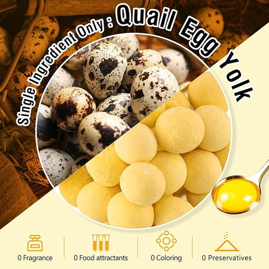 3.52oz/100g Freeze Dried Quail Egg Yolk, Cat and Dog Treats, Single Ingredient Pet Snacks, Healthy Tasty Dry Pet Food