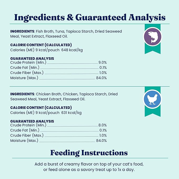 Solid Gold Lickable Cat Treats - Limited Ingredient SeaMeal Squeezable Healthy Cat Treats Variety - Chicken & Tuna Snack & Topper Squeeze Ups for Cats w/for Gut & Immune Support - 3oz/6ct