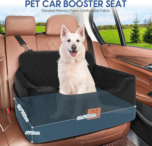Dog Car Seat for Medium/Large Dogs,Dog Booster Seat for Dog Under 50lbs or 2 Small Dogs, Detachable and Washable Pet Car Seat,Multi-Functional Travel Dog Bed & Dog Sofa(Black)