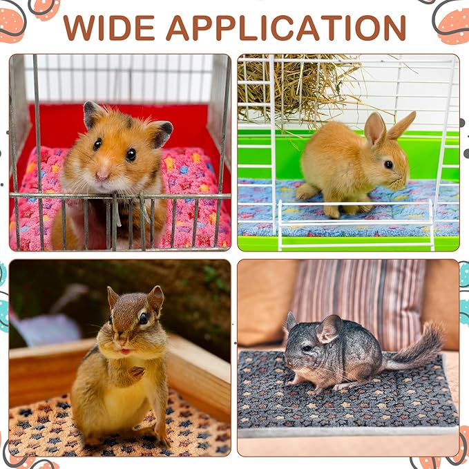 Haull 4 Pcs Waterproof Guinea Pig Bedding Winter Guinea Pig Bed Plush Cage Liners Soft Dog Cat Mat Reversible Winter Cozy Animal Pee Pad Hamster Bed Mat for Bunny(Star,13 x 10 Inch)