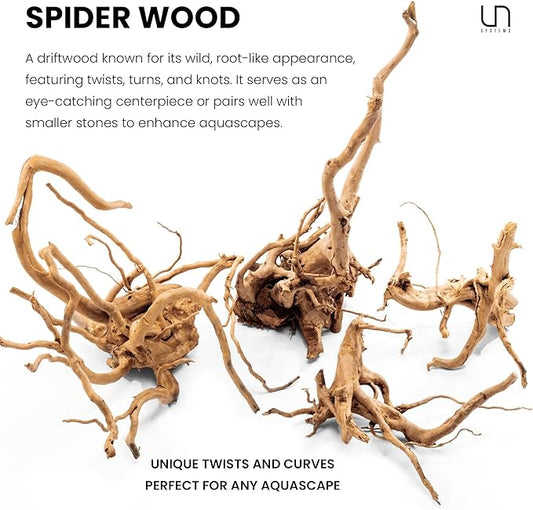 Ultum Nature Systems Driftwood - Spider Drift Wood for Fish Tank, Planted Tank, Terriarium, Paludarium - Versatile Natural Driftwood Decor, Events Wood Centerpiece - Spider Wood, S 7-12", 5 Pack