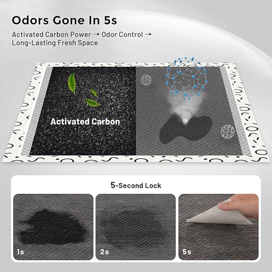 Charcoal Puppy Pee Pads for Dogs Extra Large, 28"x34" 50 Counts + 1 Extra Health Monitoring Pad - XL Dog Potty Training Pads Disposable, Odor-Control, Super Absorbent & Leak-Proof