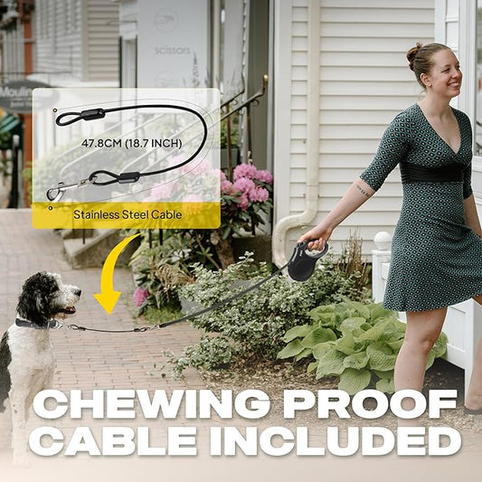 Fida Retractable Dog Leash, 16 ft Dog Walking Leash for Small Dogs up to 26 lbs, 360° Tangle Free, Black