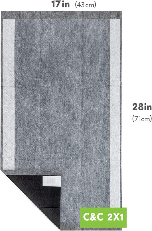 Paw Inspired Disposable Guinea Pig Cage Liners | Bamboo Charcoal Odor Controlling | Super Absorbent Liners Pee Pads for Ferrets, Rabbits, Hamsters, and Small Animals (28" x 17" (C&C 2 x 1), 8 Count)