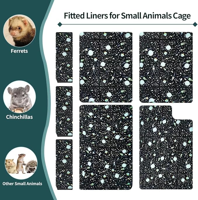 YKD Ferret Cage Liners for Ferret Nation & Critter Nation Cages, Waterproof Chinchilla Cage Accessories, Washable Bedding, for Ferrets, Chinchillas, Rats, Fancy Rat, Small Furry Pet (Double Unit Set)