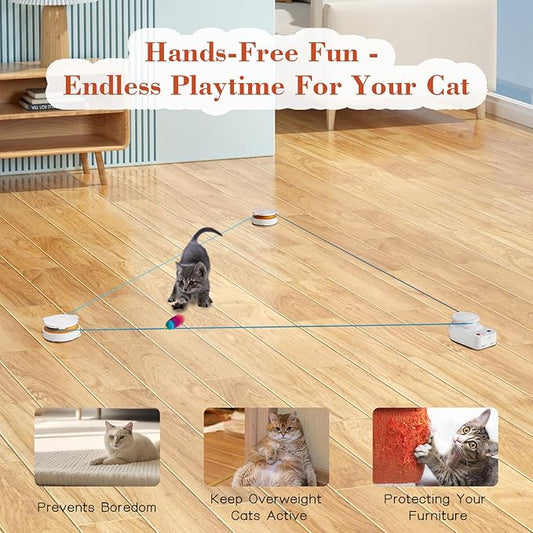 Interactive Cat Toy for Indoor Cats – Automatic Moving & Enrichment Toy for Indoor Cats/Kitten, Auto/Manual Control Cat Treadmill for Exercise & Mental Stimulation, Stimulating Chase Toys(H1K2)