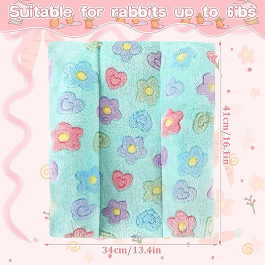 15.7X14 Inch Rabbit Bed, Padded Concave Bed for Small Animals, Cuddle Cushion Plush Mat with Cotton Lounger Pillows for Guinea Pigs, Hamsters, Rabbits, Rats and Bearded Dragons (Blue)