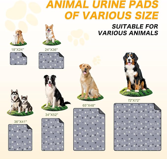 Washable Pee Pads for Dogs, 2 Pack Reusable Puppy Pads, Waterproof Pet Pee Pads for Dog Potty Training, Extra Large Dog Pee Pads for Crate, Playpen, and Whelping, Durable and Absorbent, Gray 48"x48"