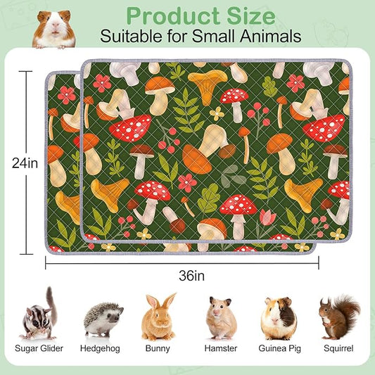 2 Pack Guinea Pig Bedding, Washable Guinea Pig Cage Liner Reusable Guinea Pig Mat Waterproof Guinea Pig Bedding for Cage, Super Absorbant Guinea Pig Pee Pads for Small Animals Hamster Rabbit Squirrel