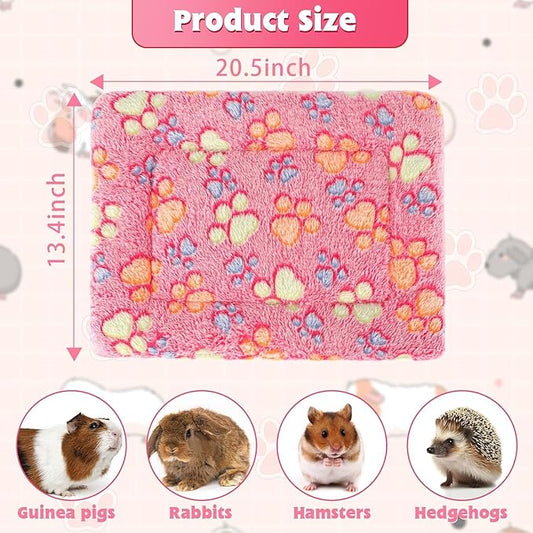 YUEPET 5 Pack Warm Guinea Pig Bed Pads Soft Guinea Pig Sleeping Mats Washable Small Animal Bedding Cage Liners for Indoor Bunny Hamster Squirrel Hedgehog Chinchilla Ferret Paw Pattern(20.5''*13.4'')