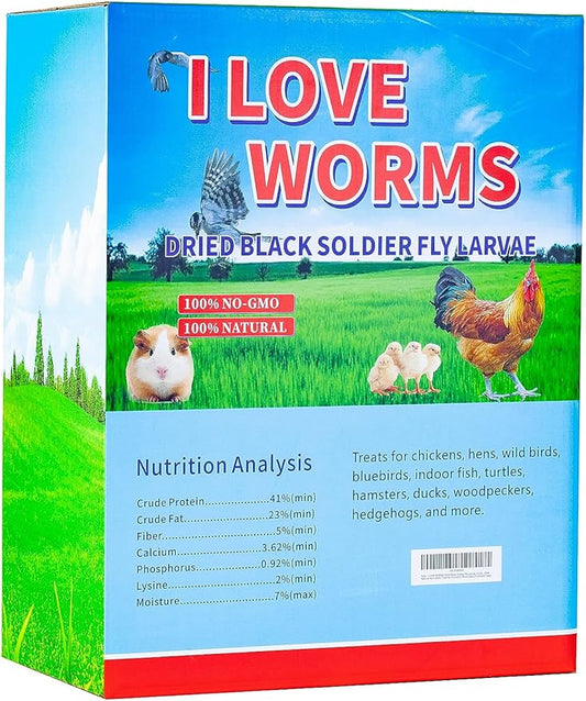 I LOVE WORMS Dried Black Soldier Fly Larvae (10lb), 100% Natural Non-GMO, Treat for Chickens, More Calcium Chicken Feed Than Mealworms