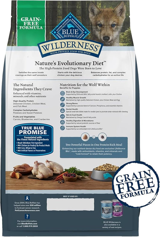 Blue Buffalo Wilderness Puppy High-Protein Dry Dog Food with Real Chicken, Grain-Free, Made in the USA with Natural Ingredients, Chicken, 24-lb Bag