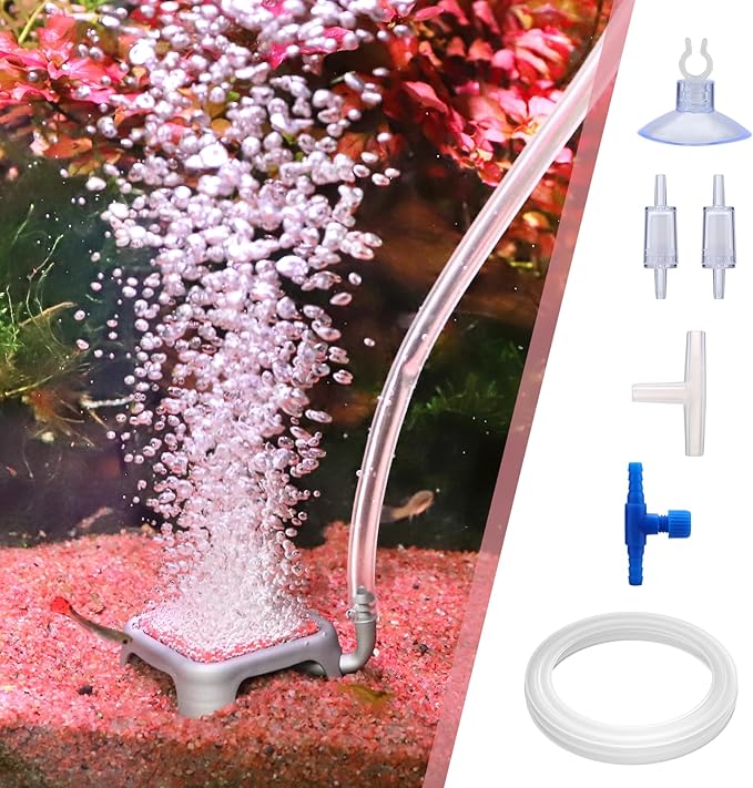 hygger Aquarium Air Stone, 1.65 Inch Nano Air Stone Make Super Tiny Bubble, Ultra Quiet Dissolved Oxygen Diffuser Small Airstone with Stainless Steel Base for Aquarium, Fish Tank & Hydroponic, Square