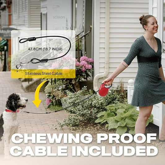 Fida Retractable Dog Leash, 16 ft Dog Walking Leash for Small Dogs up to 26lbs, Tangle Free, Red