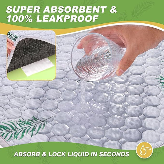 Washable Pee Pads for Dogs, 2Pack Reusable Puppy Pads, Super Absorbent & Leakproof Dog Pads, Anti-Slip Dog Pee Pads for Puppy Training & Incontinence, Leaf Pattern 36"x41"