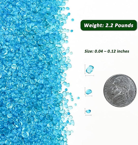 BXI 2.2 Lbs Small Aquarium Substrate Gravel Sand, Polished Smooth Fish Tank Gravel, Colorfast Uncoated Vibrant Blue Sea Glass, Decorative Stones for Vase Fillers, Fairy Garden, Potted Plants