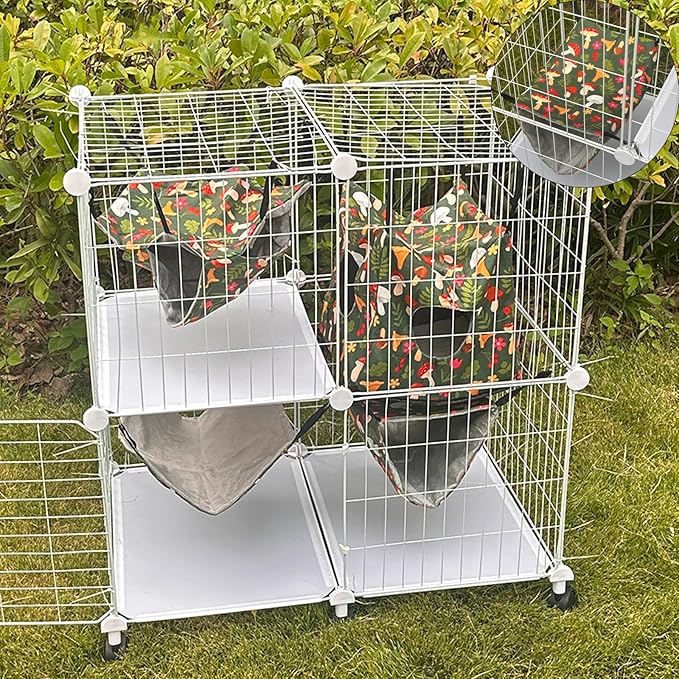 Guinea Pig Hammock 4 Pack,Washable Soft Ferret Hammock for Cage-Small Pet Hanging Hideout Bed with Tunnel Toys,Rat Hideout, Chinchilla Hammock&Chinchilla Bedding Accessories for Rat,Ferret,Small Pets