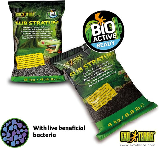 Exo Terra Sub Stratum, Bioactive Volcanic Substrate for Reptile Terrariums, Eliminates Odor, Offers Correct Moisture Levels 4.4 lb