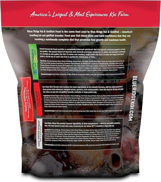 Blue Ridge Koi Fish Food 5lb - Cool Water Wheat 3/16", Fall and Winter Floating Pond Pellets, Ponds Fish Food