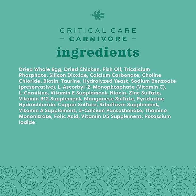 Oxbow Critical Care Carnivore, Made with Whole Egg & Dried Chicken, Assist Feeding Formula for Carnivores, Cat Supplements, Ferret Food Recovery, Small Animal Pet Products, Made in USA, 340 Gram Bag