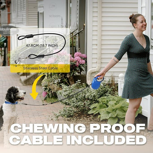 Fida Retractable Dog Leash, 16 ft Dog Walking Leash for Medium Dogs up to 44lbs, Tangle Free, Blue