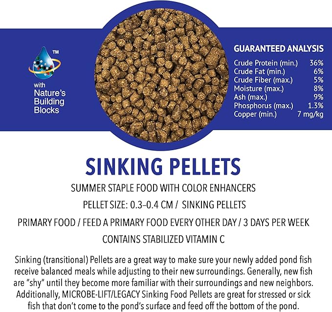 MICROBE-LIFT Sinking Fish Food Pellets for Ponds, Water Gardens, and Fountains, for Live Goldfish and Koi, 18.5 Pounds