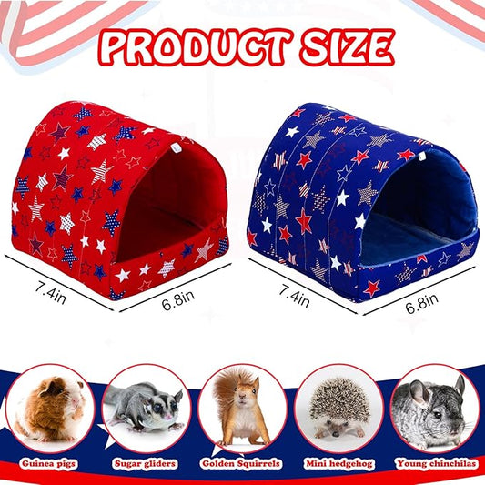 UPINS 2 Pack Guinea Pig Bed, Guinea Pig Hideout Washable Small Animal House Cage Accessories for Dwarf Rabbits Chinchillas Hamsters Hedgehogs Ferrets Bearded Dragons and Rats