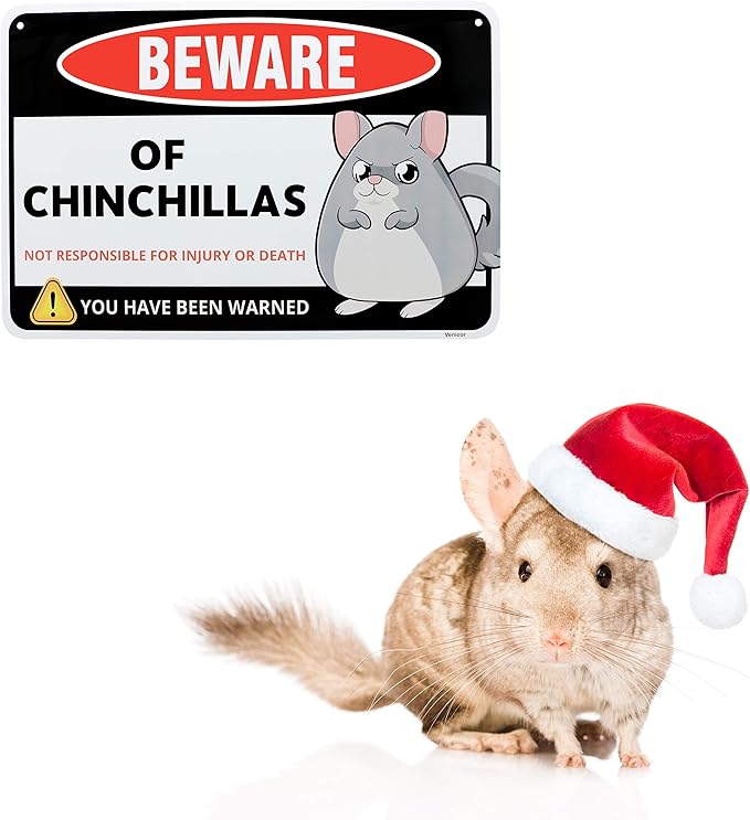 Venicor Chinchillas Sign Decor - 8 x 12 Inches - Aluminum - Chinchilla Cage Accessories Toys Wheel Decorations Gift Stuff