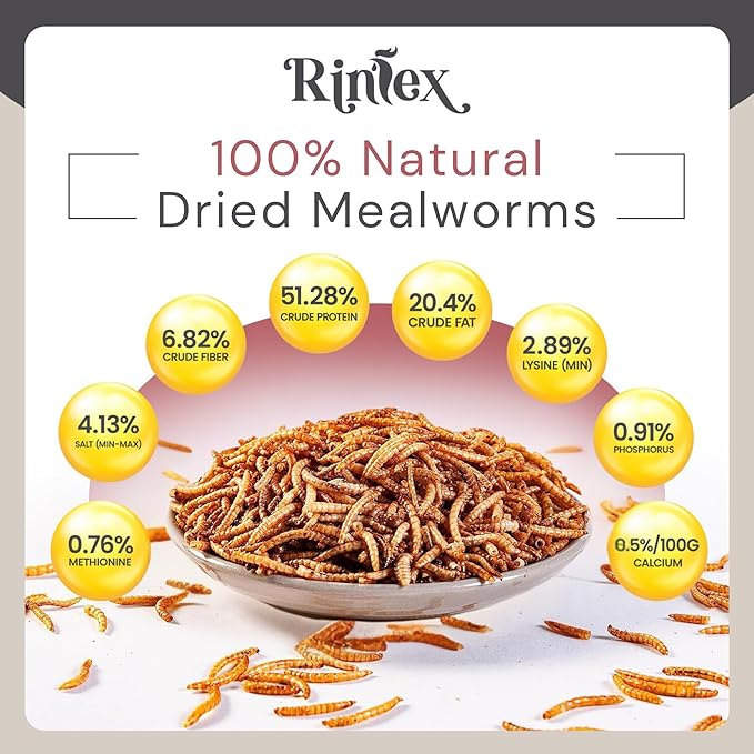 Dried Mealworms 5 lbs - More Protein Than Black Soldier Fly Larvae for Chickens (BSFL) - Wild Bird Seed for Outside Feeders - Woodpecker Food - Parrot Treats - Dried Worms for Chicken
