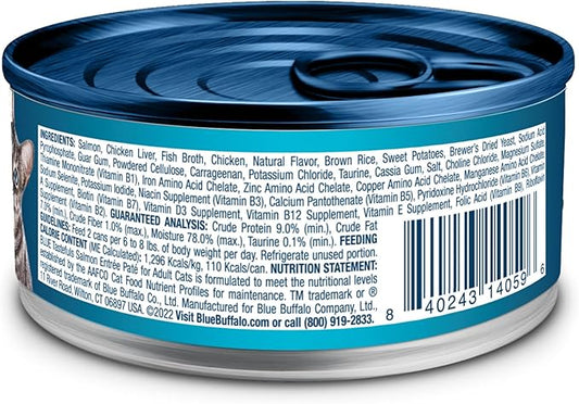 Blue Buffalo Tastefuls Wet Cat Food Paté, Made with Natural Ingredients | Salmon Entrée, 3-oz. Cans (24 Count)