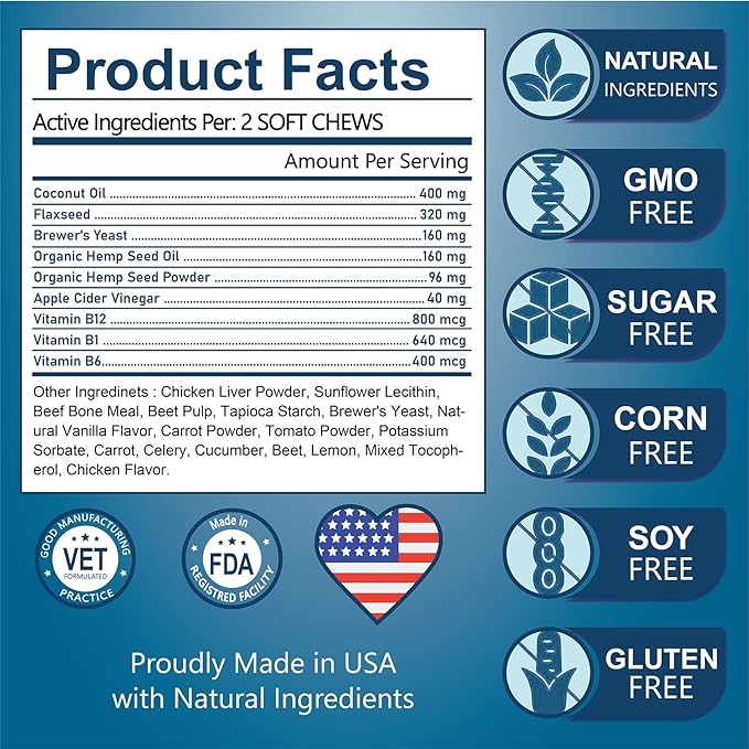 Flea and Tick Prevention for Dogs Chewables, 180 Chews Natural Flea and Tick Chews Supplement for Dogs, Oral Dog Flea and Tick Treatment for All Breeds and Ages (180 Chews, Chicken)