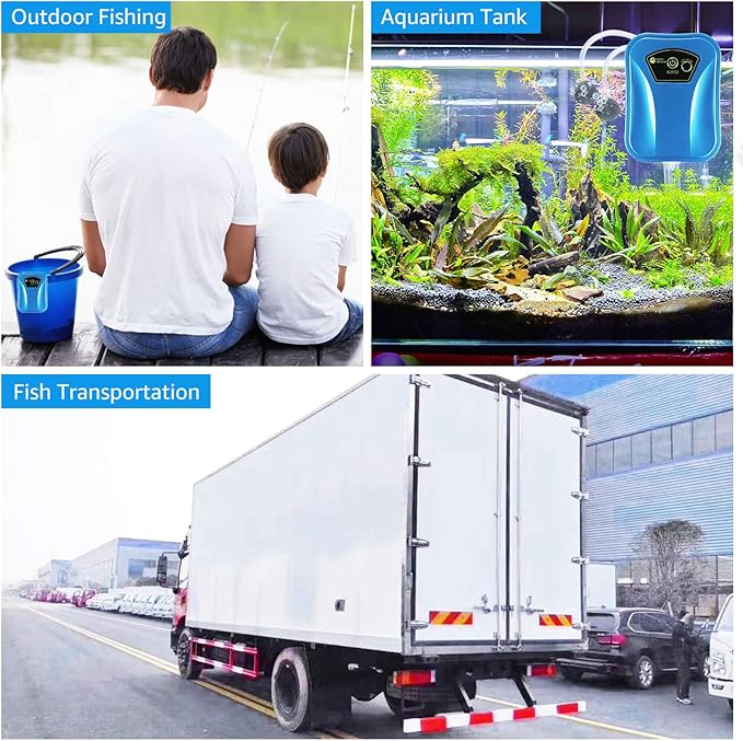 AquaMiracle USB Aquarium Air Pump Rechargeable Aerator for Bait Bucket, Portable Battery Powered Air Pump for Aquarium, Fish Tank Air Pump for Outdoor Fishing, Power Outage & Emergency